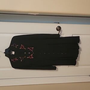VERY Vintage 1990 Carole Little black short dress. Flower embroidery size 6.